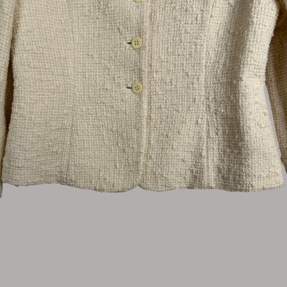 VTG Jones New York Timeless Wool Blend Cream Textured Blazer Jacket W Sz 12 NWT - Picture 7 of 11